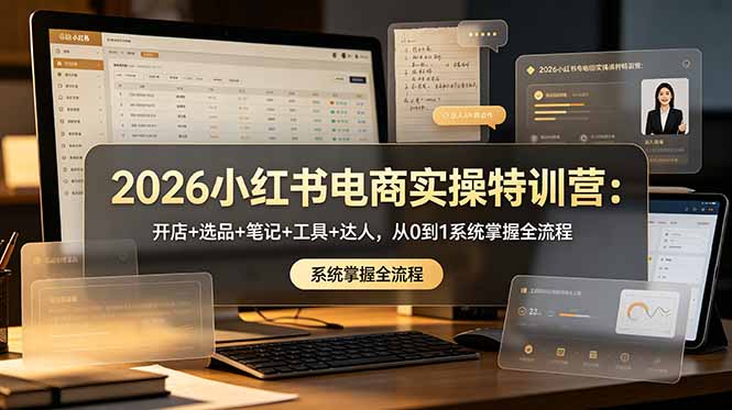 2026小红书电商实操特训营：开店+选品+笔记+工具+达人，从0到1系统掌握全流程-爱搭资源网