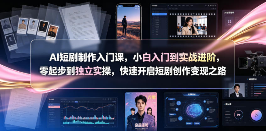 AI短剧制作入门课，小白入门到实战进阶，零起步到独立实操，快速开启短剧创作变现之路-爱搭资源网
