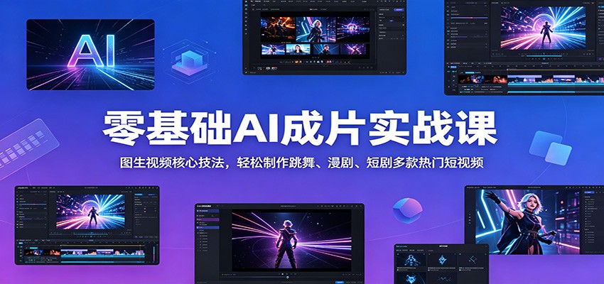 零基础AI成片实战课：图生视频核心技法，轻松制作跳舞、漫剧、短剧多款热门短视频-爱搭资源网