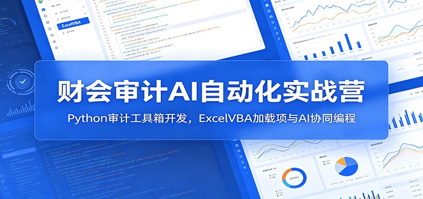 财会审计AI自动化实战营：Python审计工具箱开发，ExcelVBA加载项与AI协同编程-爱搭资源网