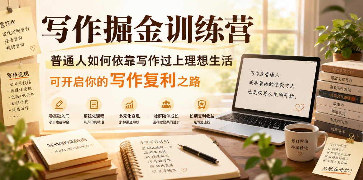 写作掘金训练营,普通人如何依靠写作过上理想生活,可开启你的写作复利之路(更新6月)-爱搭资源网