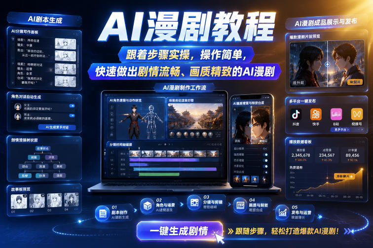 AI漫剧教程，跟着步骤实操，操作简单，快速做出剧情流畅、画质精致的AI漫剧-爱搭资源网