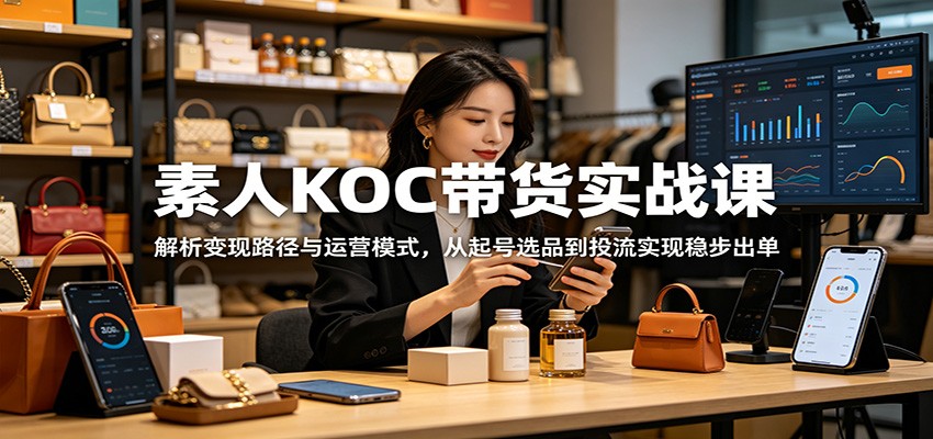 素人KOC带货实战课:解析变现路径与运营模式,从起号选品到投流实现稳步出单-爱搭资源网