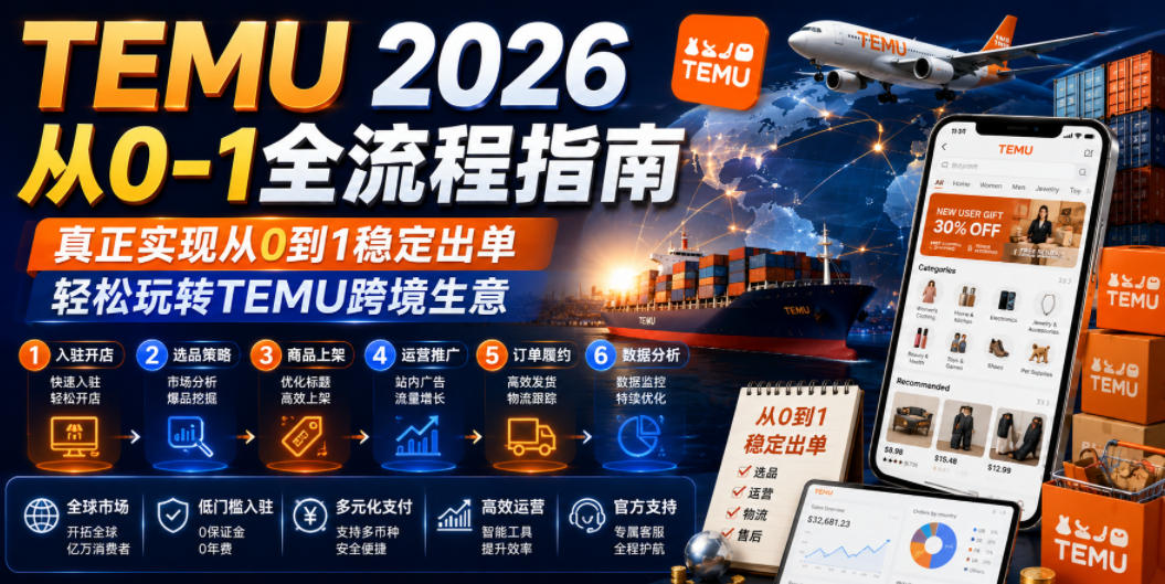 TEMU 2026从0-1全流程指南,真正实现从0到1稳定出单,轻松玩转TEMU跨境生意-爱搭资源网