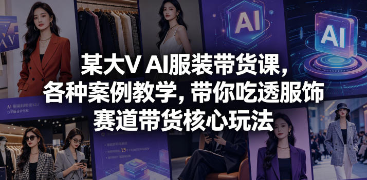 某大V AI服装带货课，各种案例教学，带你吃透服饰赛道带货核心玩法-爱搭资源网
