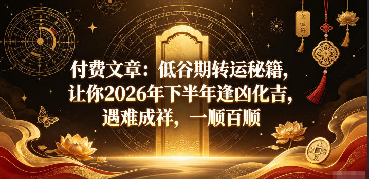 付费文章:低谷期转运秘籍,让你2026年下半年逢凶化吉,遇难成祥,一顺百顺-爱搭资源网