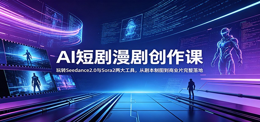AI短剧漫剧创作课：玩转Seedance2.0与 Sora2两大工具，从剧本制图到商业片完整落地-爱搭资源网