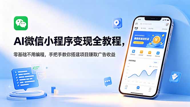 AI微信小程序变现全教程，零基础不用编程，手把手教你搭建项目赚取广告收益-爱搭资源网