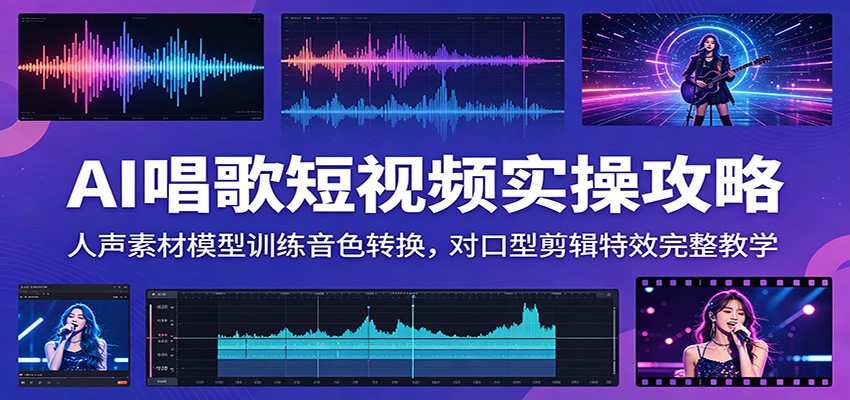 AI唱歌短视频实操攻略：人声素材模型训练音色转换，对口型剪辑特效完整教学-爱搭资源网