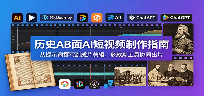 历史AB面AI短视频制作指南：从提示词撰写到成片剪辑，多款AI工具协同出片-爱搭资源网