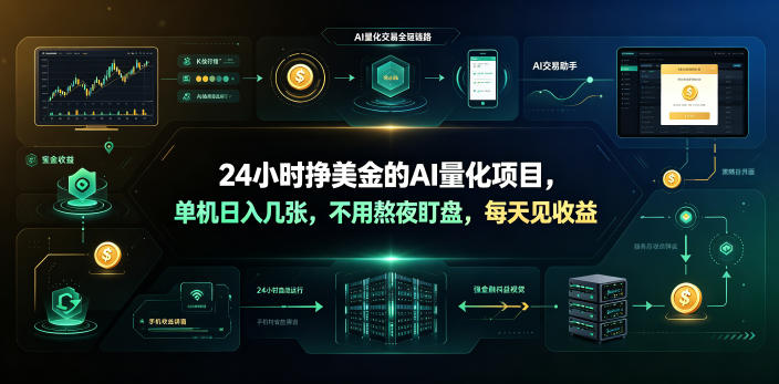 24小时挣美金的AI量化项目，单机日入几十美刀，不用熬夜盯盘，每天见收益【揭秘】-爱搭资源网