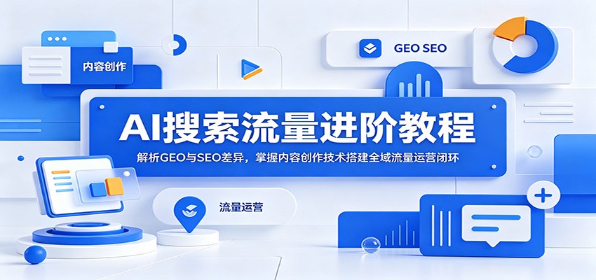 AI搜索流量进阶教程：解析GEO与SEO差异，掌握内容创作技术搭建全域流量运营闭环-爱搭资源网