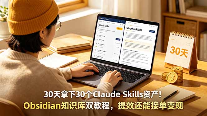 30天拿下30个Claude Skills资产!Obsidian知识库双教程,提效还能接单变现-爱搭资源网
