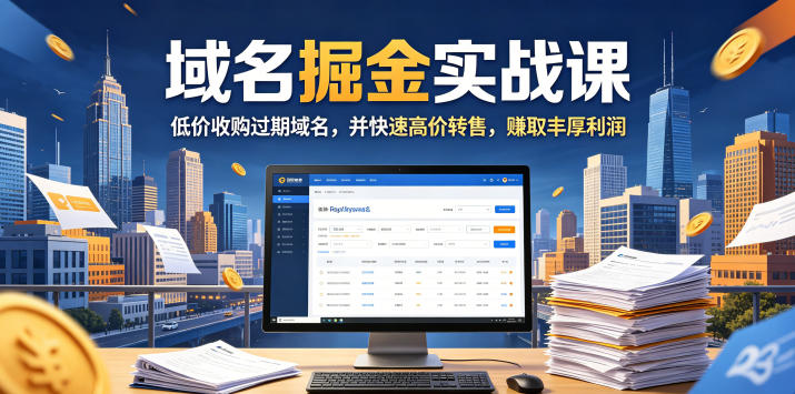 域名交易掘金实战课，低价收购过期域名，并快速高价转售，賺取丰厚利润【原创双语字幕】-爱搭资源网