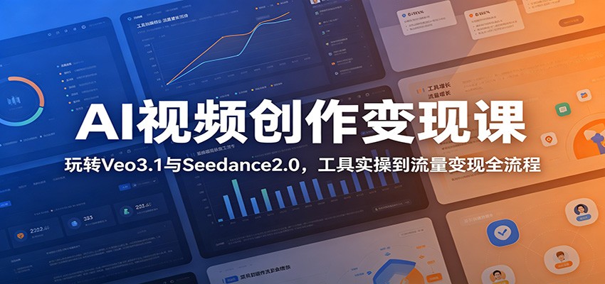 AI视频创作变现课：玩转Veo3.1与Seedance2.0，工具实操到流量变现全流程-爱搭资源网