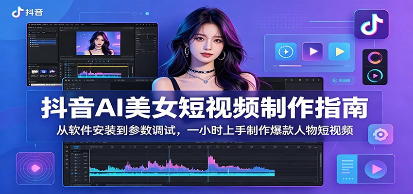 抖音AI美女短视频制作指南：从软件安装到参数调试，一小时上手制作爆款人物短视频-爱搭资源网