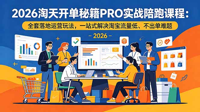 2026淘天开单秘籍PRO实战陪跑课程：全套落地运营玩法，一站式解决淘宝流量低、不出单难题-爱搭资源网