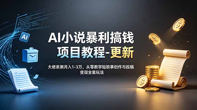 AI小说暴利搞钱项目教程-更新，大佬亲测月入1-3万，从零教学短故事创作与投稿变现全套玩法-爱搭资源网