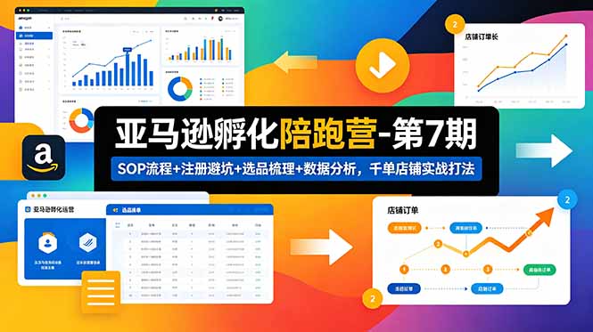亚马逊孵化陪跑营-第7期:SOP流程+注册避坑+选品梳理+数据分析,千单店铺实战打法-爱搭资源网
