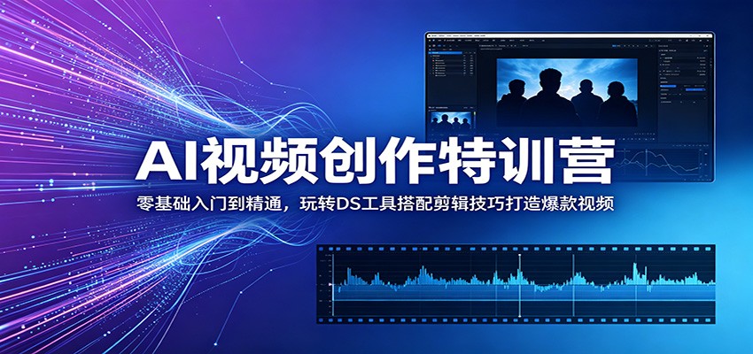 AI视频创作特训营：零基础入门到精通，玩转DS工具搭配剪辑技巧打造爆款视频-爱搭资源网