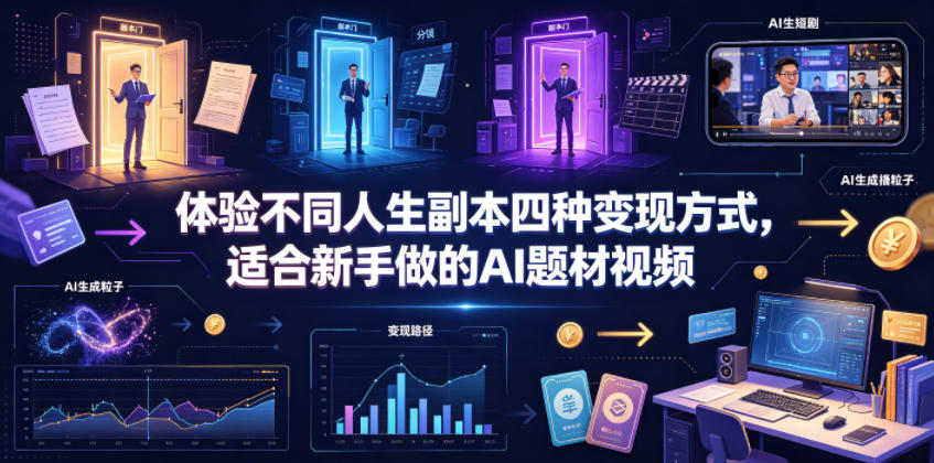 体验不同人生副本四种变现方式，适合新手做的AI题材视频-爱搭资源网