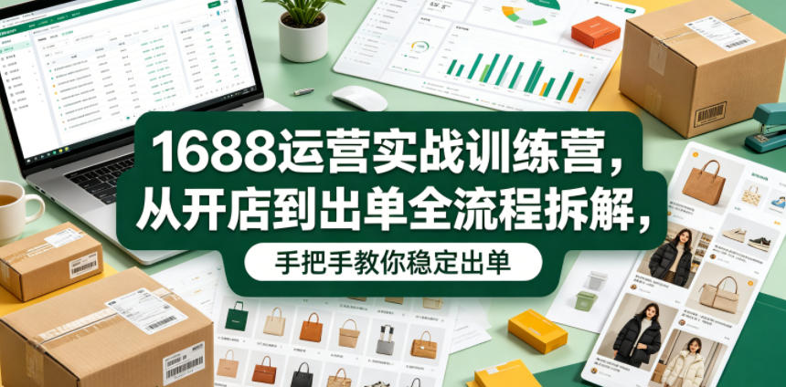 1688运营实战训练营，从开店到出单全流程拆解，手把手教你稳定出单(更新0620)-爱搭资源网