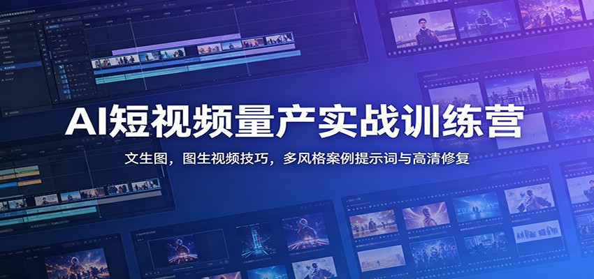 AI短视频量产实战训练营：文生图，图生视频技巧，多风格案例提示词与高清修复-爱搭资源网