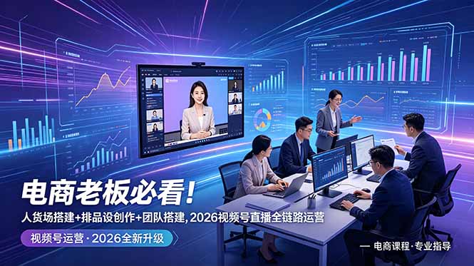 电商老板必看！人货场搭建+排品设计+素材创作+团队搭建，2026视频号直播全链路运营-爱搭资源网