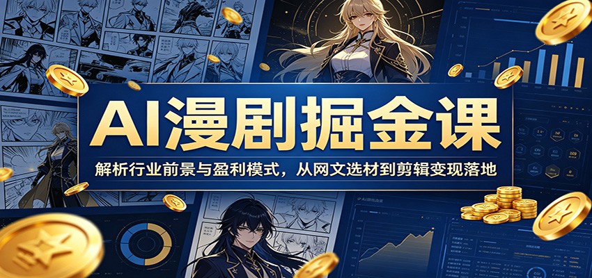 AI漫剧掘金课：解析行业前景与盈利模式，从网文选材到剪辑变现落地-爱搭资源网
