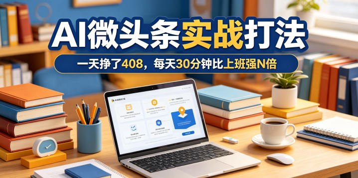 一天挣了408，AI微头条实战打法，每天30分钟比上班强N倍-爱搭资源网
