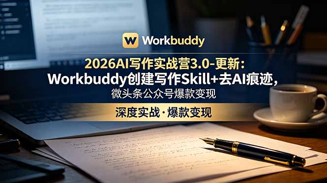 2026AI写作实战营3.0-更新：Workbuddy创建写作Skill+去AI痕迹，微头条公众号爆款变现-爱搭资源网