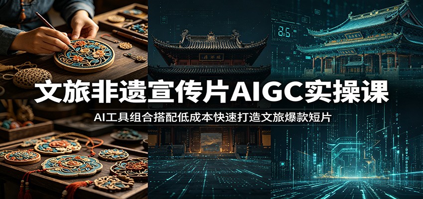 文旅非遗宣传片AIGC实操课：AI工具组合搭配低成本快速打造文旅爆款短片-爱搭资源网