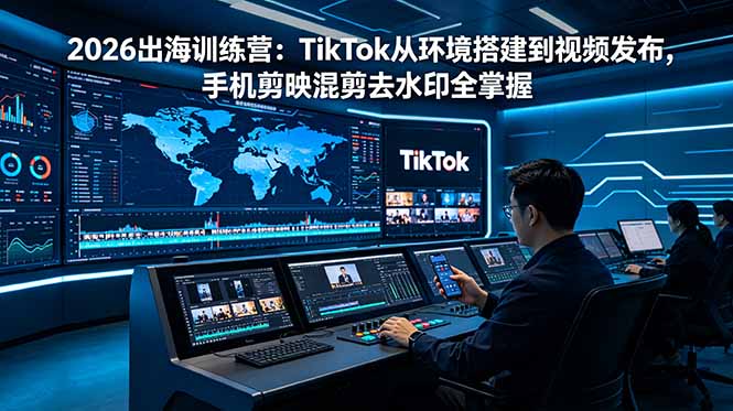 2026出海训练营：TikTok从环境搭建到视频发布，手机剪映混剪去水印全掌握-爱搭资源网