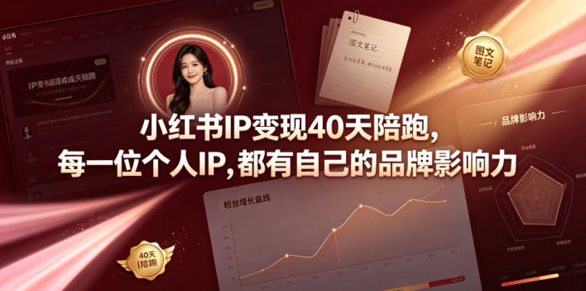 小红书IP变现40天陪跑，每一位个人IP，都有自己的品牌影响力-爱搭资源网