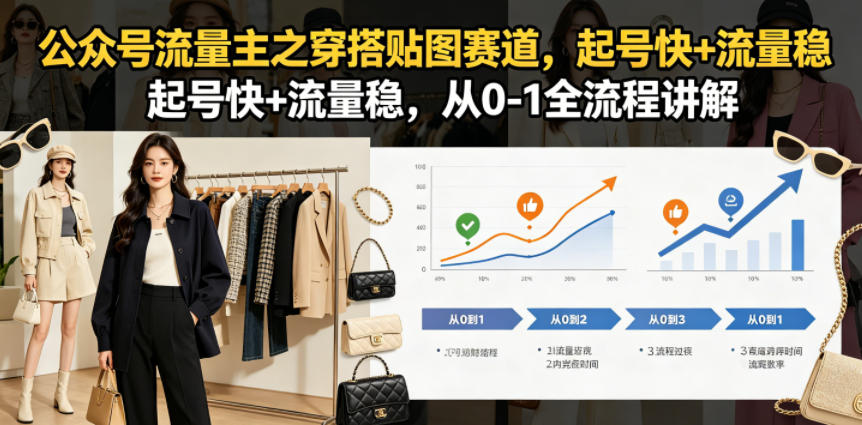 公众号流量主之穿搭贴图赛道，起号快+流量稳，从0-1全流程讲解-爱搭资源网