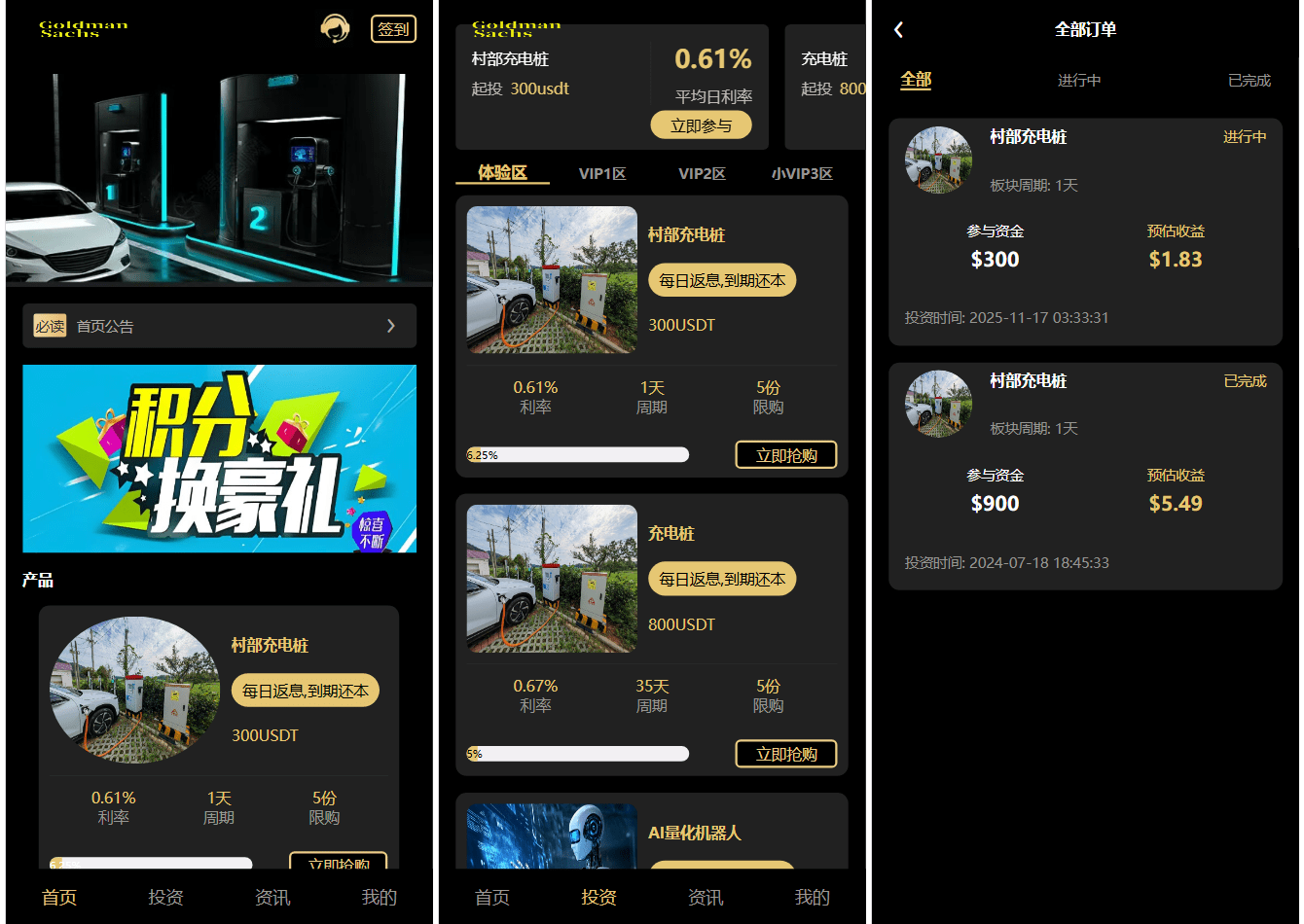 Fidelity充电桩投资理财系统源码-前端uniapp纯源码+后端PHP-爱搭资源网