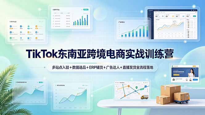 TikTok东南亚跨境电商实战训练营：多站点入驻+数据选品+ERP铺货+广告达人+直播发货全流程落地-爱搭资源网