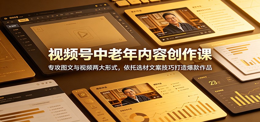 视频号中老年内容创作课：专攻图文与视频两大形式，依托选材文案技巧打造爆款作品-爱搭资源网