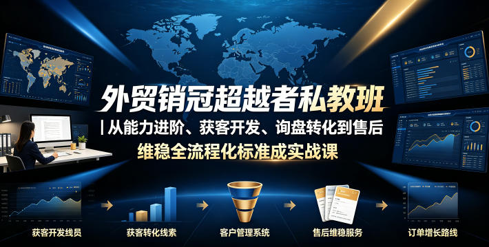 外贸销冠超越者私教班｜从能力进阶、获客开发、询盘转化到售后维稳全流程标准化成交实战课-爱搭资源网
