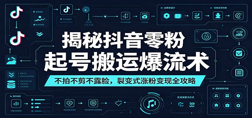揭秘抖音零粉起号搬运爆流术：不拍不剪不露脸，裂变式涨粉变现全攻略-爱搭资源网