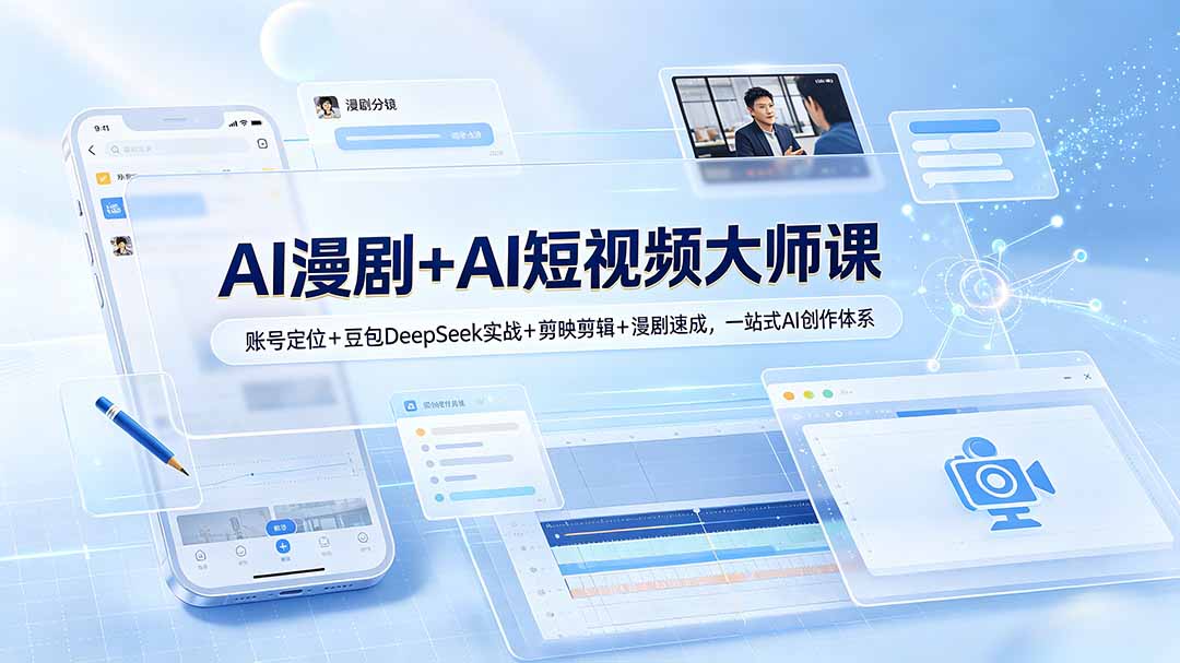 AI漫剧+AI短视频大师课：账号定位+豆包DeepSeek实战+剪映剪辑+漫剧速成，一站式AI创作体系-爱搭资源网