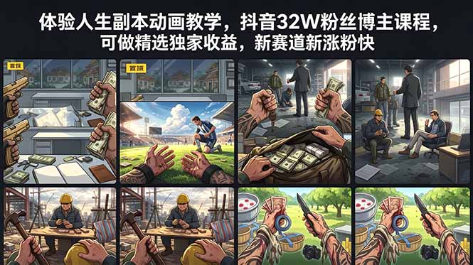 体验人生副本动画教学， 抖音32W粉丝博主课程，可做精选独家收益，新赛道新涨粉快-爱搭资源网