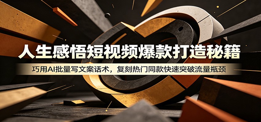 人生感悟短视频爆款打造秘籍：巧用A 批量写文案话术，复刻热门同款快速突破流量瓶颈-爱搭资源网