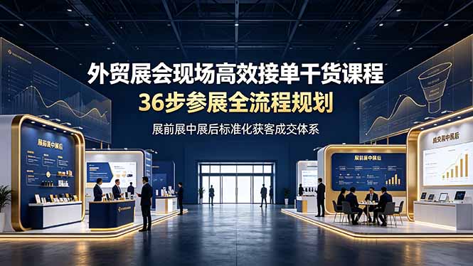 外贸展会现场高效接单干货课程，36步参展全流程规划，展前展中展后标准化获客成交体系-爱搭资源网