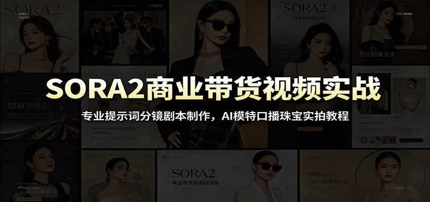 SORA2商业带货视频实战：专业提示词分镜剧本制作，AI模特口播珠宝实拍教程-爱搭资源网