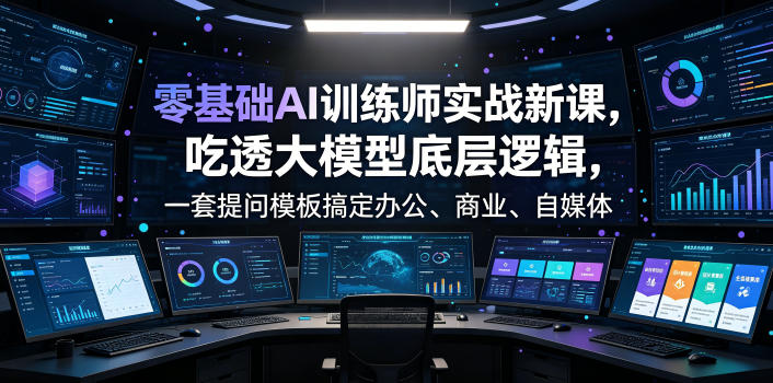 零基础AI训练师实战课，吃透大模型底层逻辑，一套提问模板搞定办公、商业、自媒体、设计、生活全场景AI落地应用-爱搭资源网