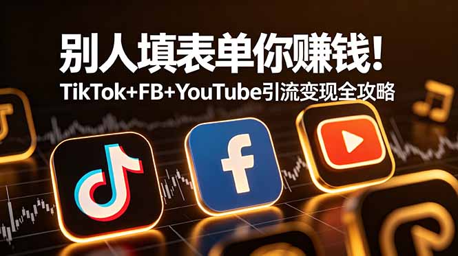 别人填表单你赚钱！TikTok+FB+YouTube 引流变现全攻略【原创双语字幕】-爱搭资源网