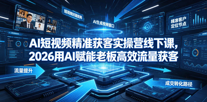 AI短视频精准获客实操营6月10-14号线下课，2026用AI赋能老板高效流量获客-爱搭资源网
