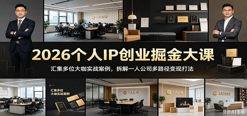 2026个人IP创业掘金大课：汇集多位大咖实战案例，拆解一人公司多路径变现打法-爱搭资源网