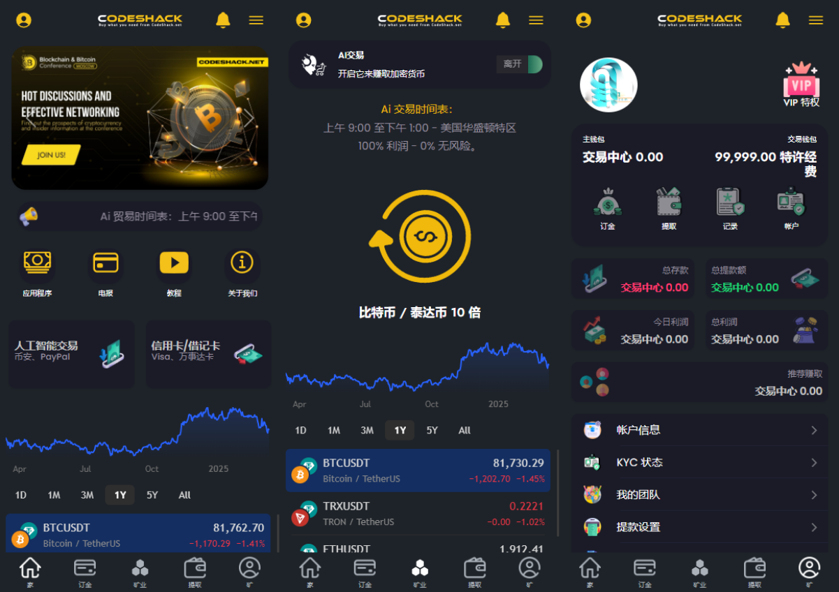 AI量化投资源码 海外版区块链理财交易所源码 ai交易源码-爱搭资源网